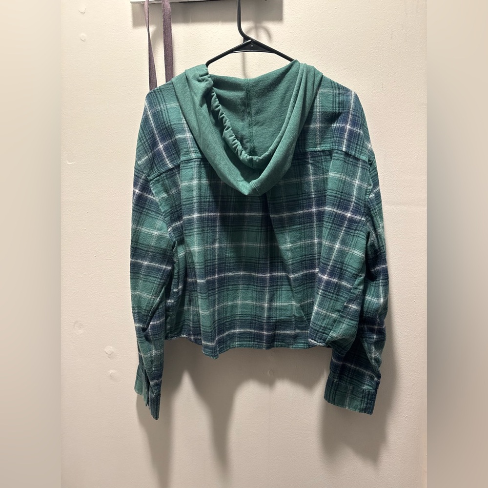 SO Green and Blue Plaid Hoodie - Picture 2 of 3